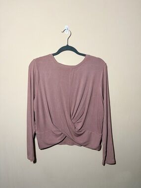 All in motion XL Twist-Front Long Sleeve Top in Mauve